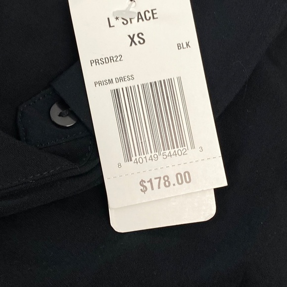 L*SPACE Prism Tie Waist Short Sleeves Midi Dress in Black Size XS - NWT - Picture 9 of 10